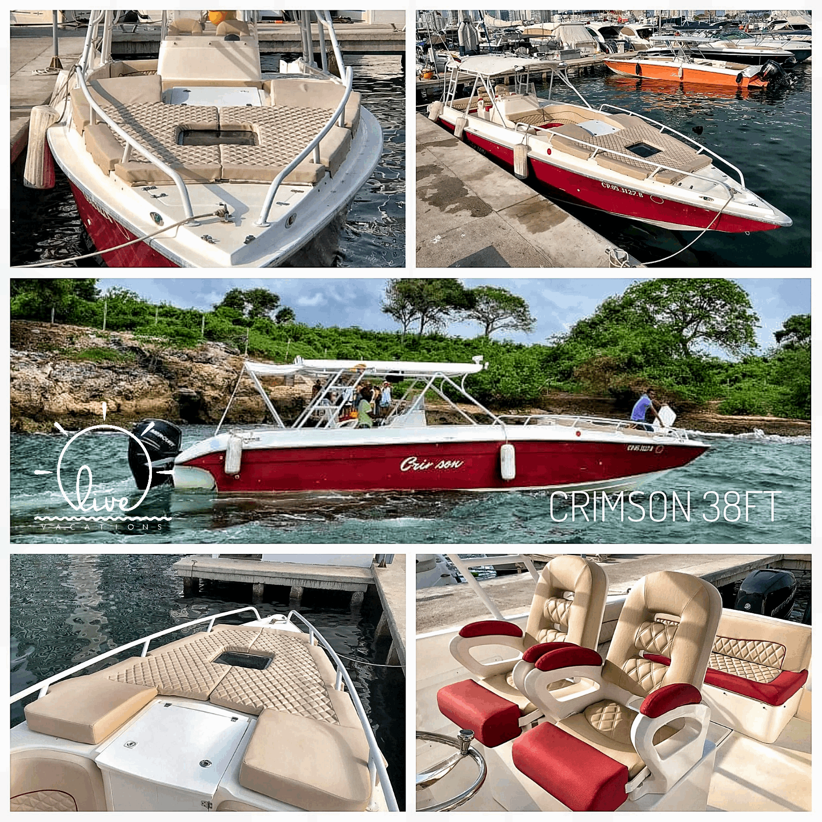 Lancha Deportiva para 16 pax - Crimson 38ft - Live Vacations Tours
