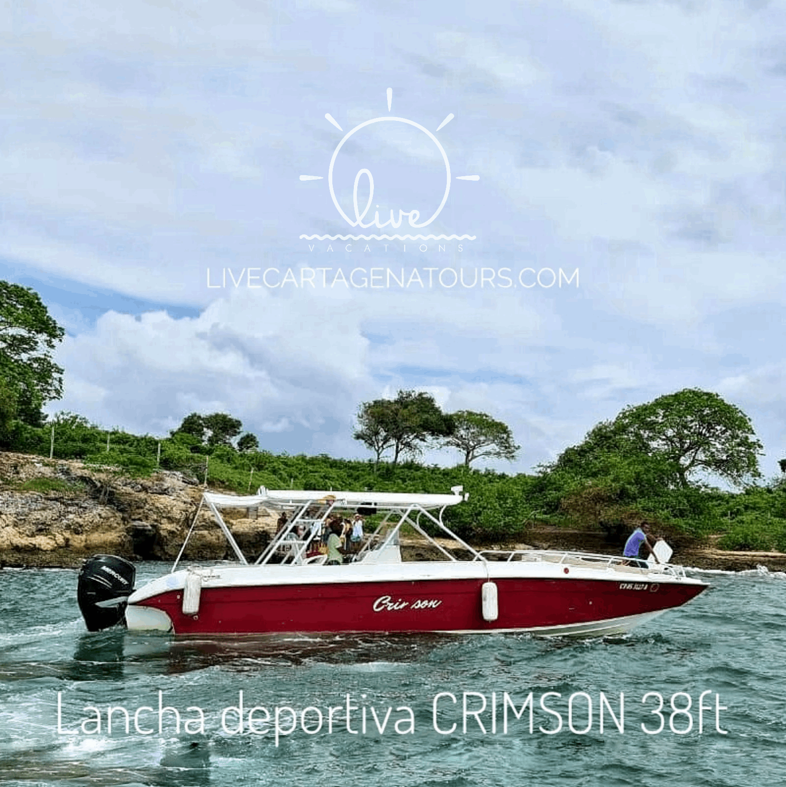 Lancha Deportiva para 16 pax - Crimson 38ft - Live Vacations Tours
