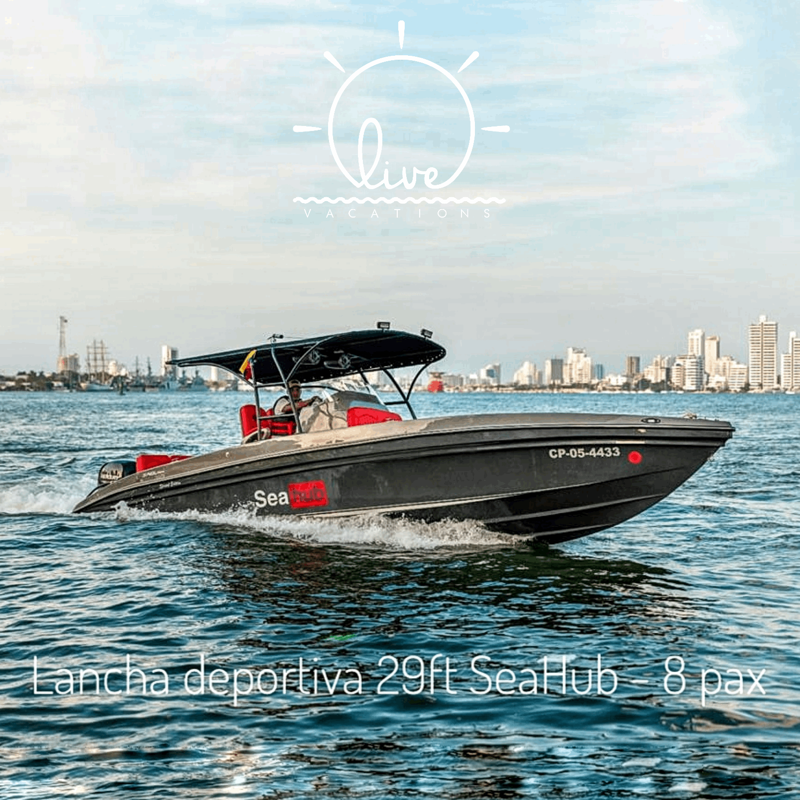 Lancha Deportiva 8 pax - 29ft SeaHub - Live Vacations Tours