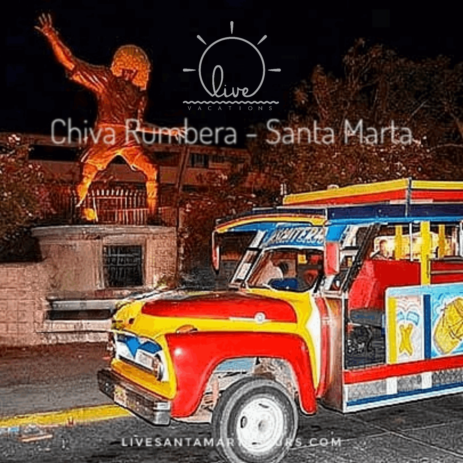 Chiva Rumbera Fiesta Rodante en Santa Marta: Tour Nocturno con Música, Paradas Emblemáticas y Ambiente Caribeño