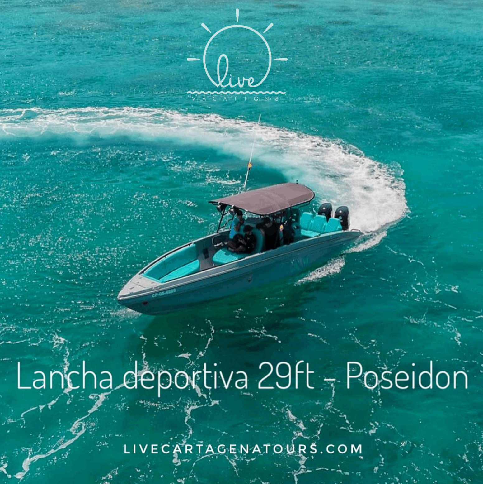 Lancha deportiva 29ft para 10 pax - Poseidon - Live Vacations Tours
