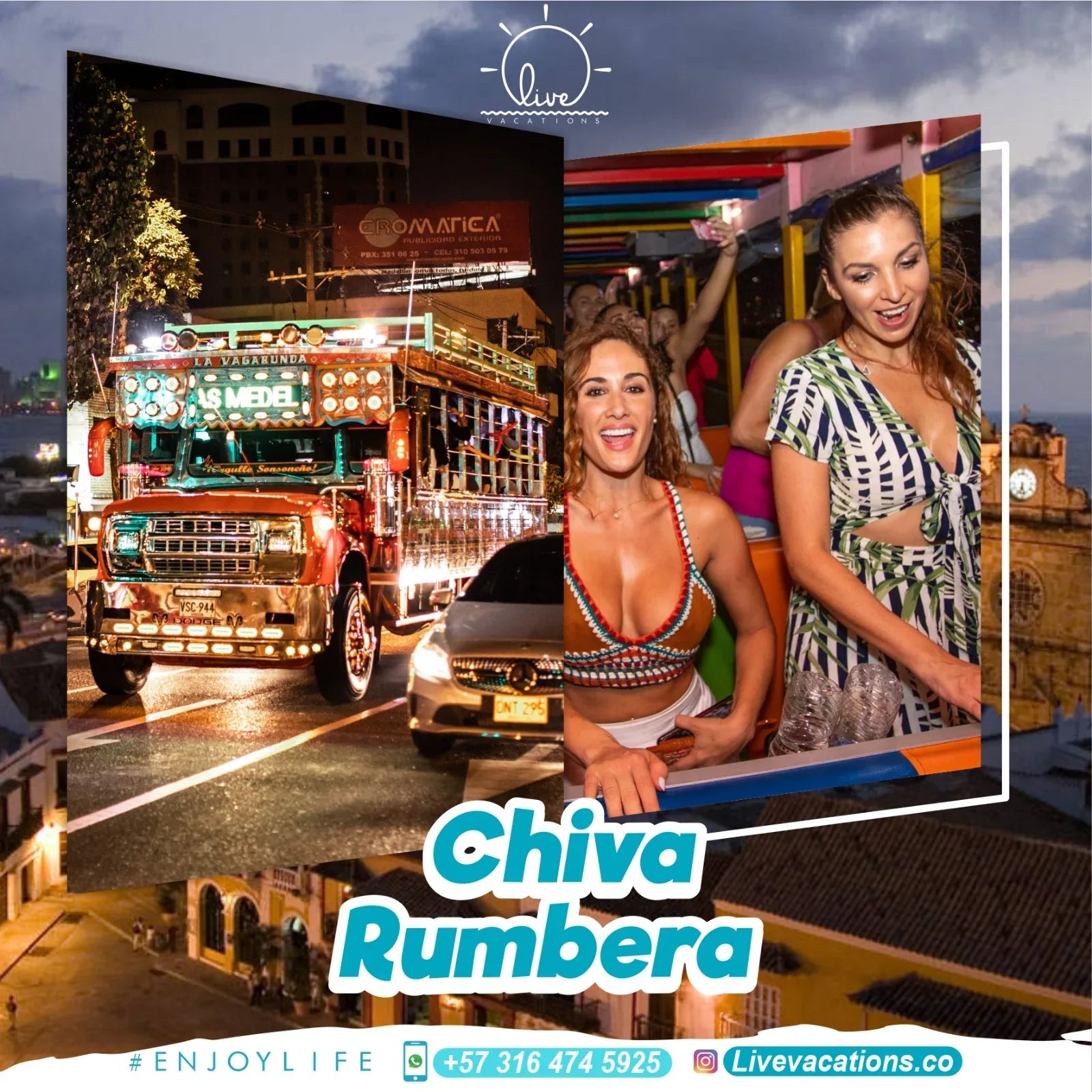 Chiva Rumbera - Cartagena | Diversión, cultura y música en un recorrido nocturno inolvidable - Live Vacations Tours