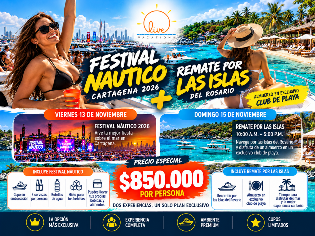 Festival Náutico Cartagena + Remate Oficial en las Islas del Rosario - Live Vacations Tours