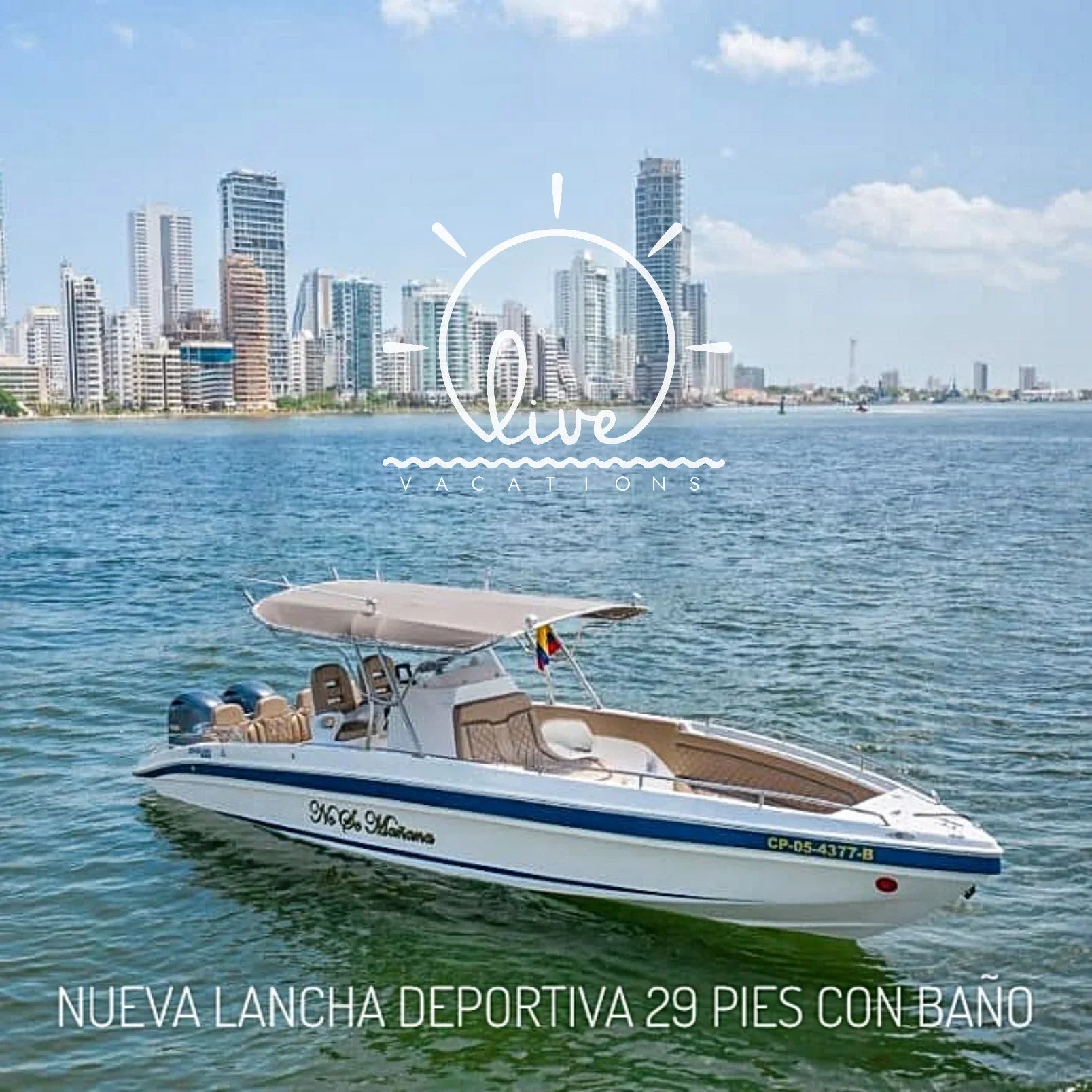Lancha Deportiva para 10 pax - 29ft - Live Vacations Tours