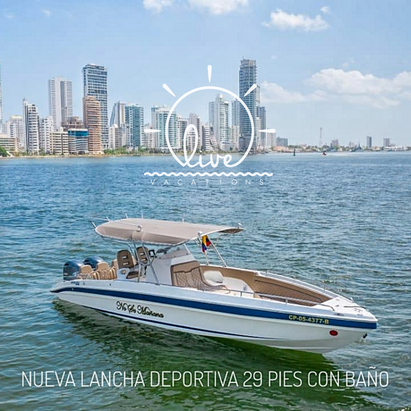 Lancha Deportiva 29ft con baño 10 pax