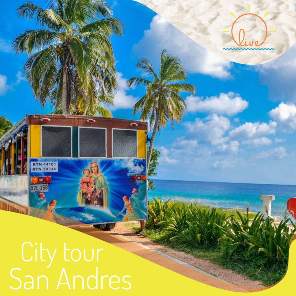 Chiva San Andrés | Cultural and Panoramic Tour. History, scenery, and fun on a typical island tour.