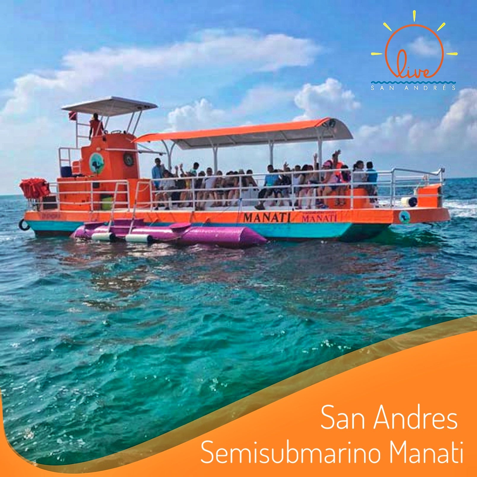 Manati Semi-Submarine - San Andres | Explore the underwater world without getting wet in a magical and safe experience.
